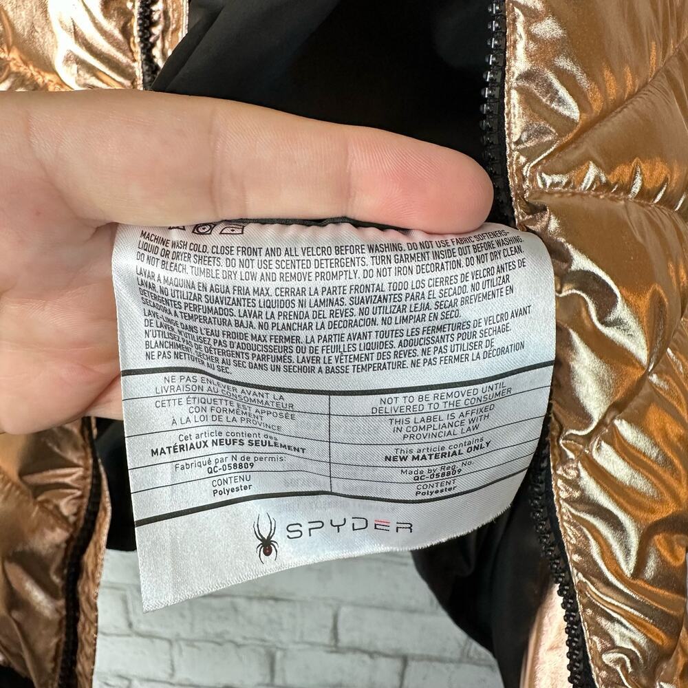 Spyder Coat Alyce Puffer Jacket Thermaweb Metallic Hooded Outdoor Rose Gold L - Picture 8 of 13